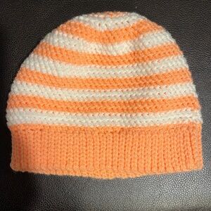 Coral and White Striped Hat
